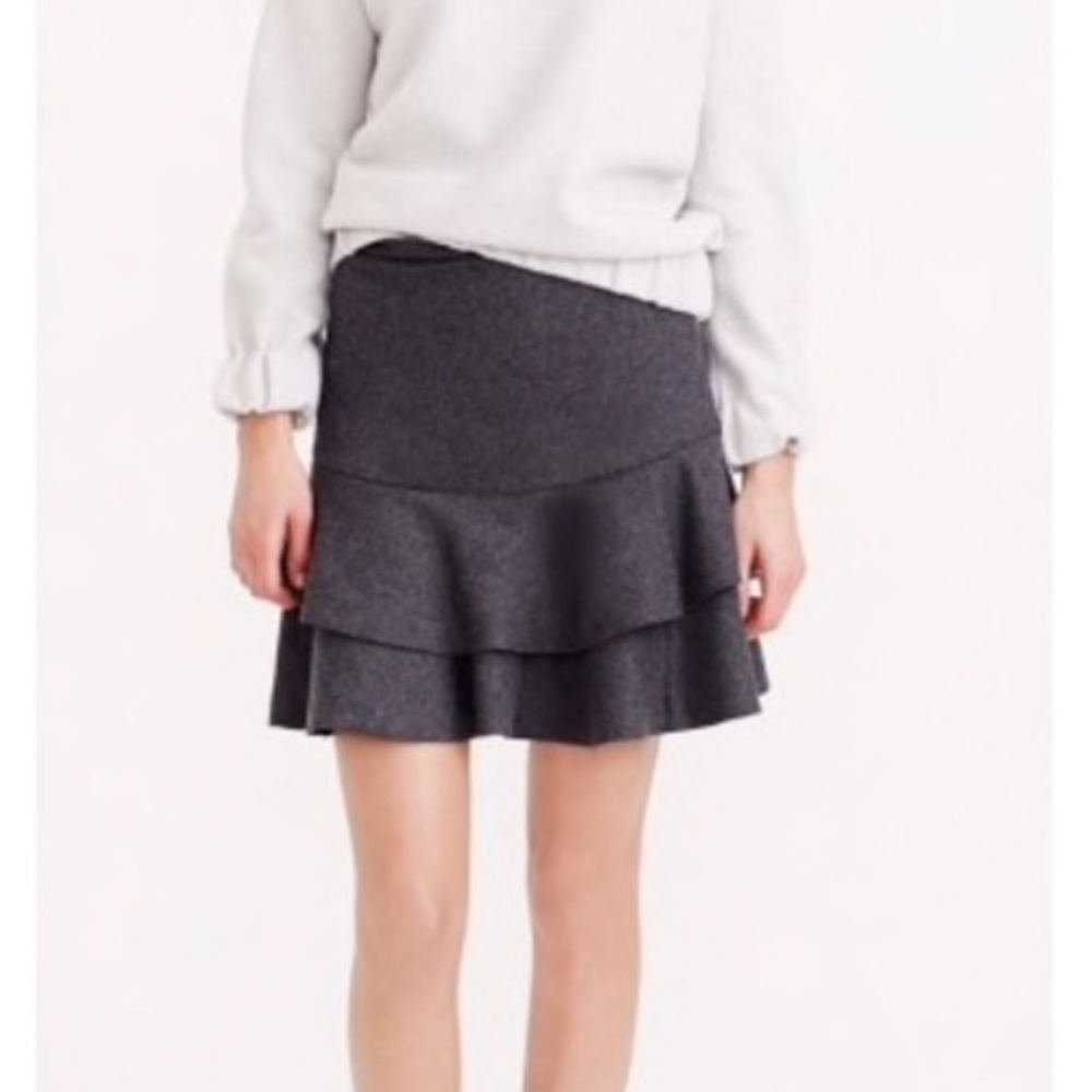 J. Crew Gray Wool Blend Flounce Mini Skirt Size 4